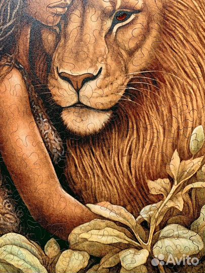 Девушка и лев Деревянный пазл