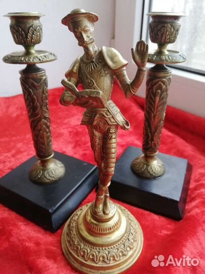 Подсвечник, статуэтка бронза старинная