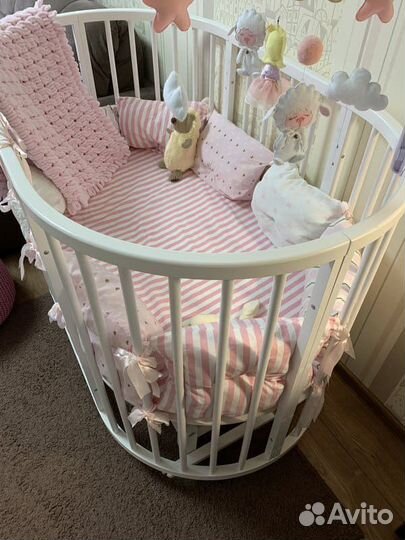 Круглая овальная кроватка трансформер