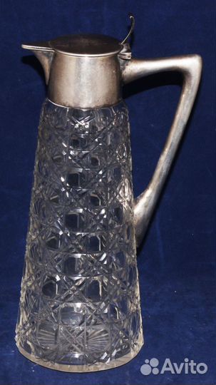 Старинный кувшин хрусталь серебро