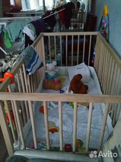 Детская кроватка Икея с матрасом и бортиками