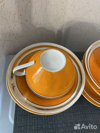 Чайные тройки и двойки Юфз,большоеблюдо, оранжевые