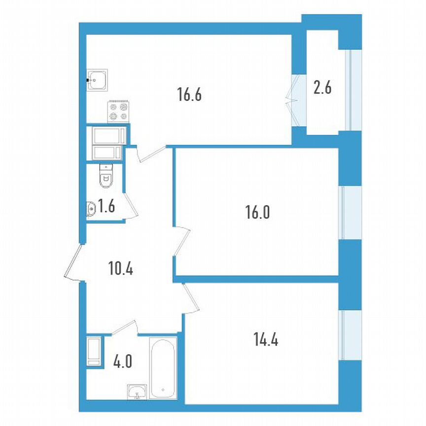 2-к. квартира, 64 м², 5/19 эт.