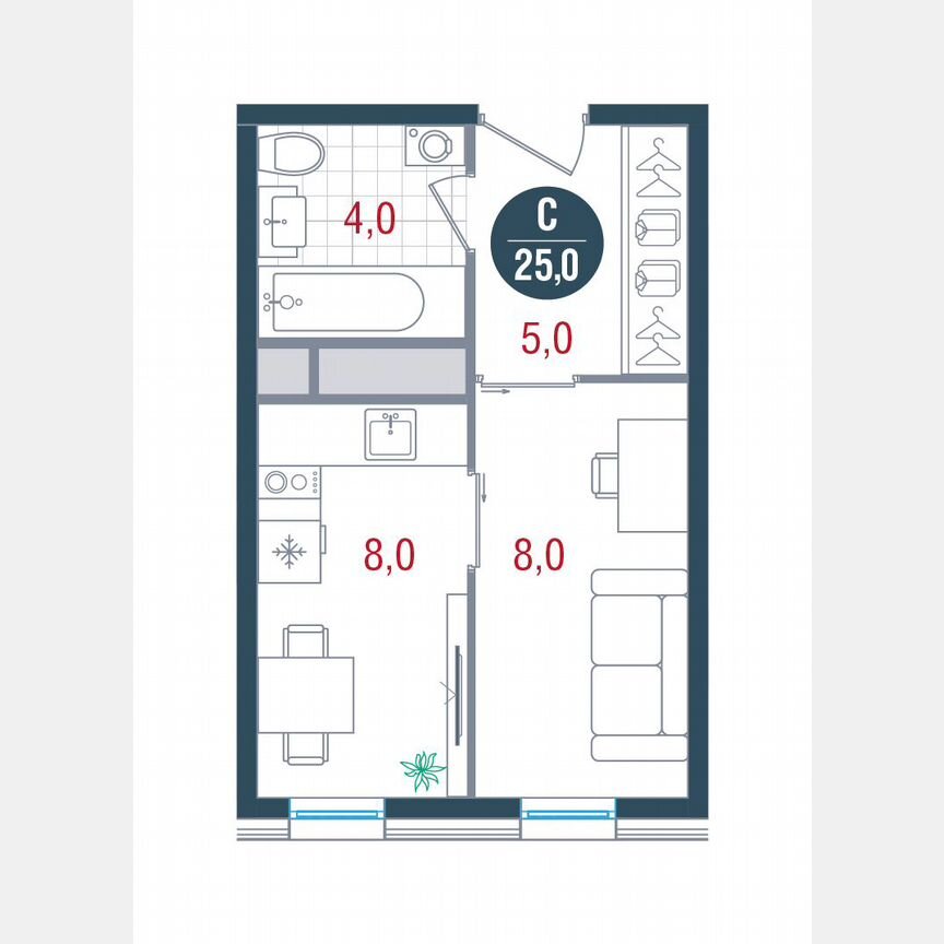 1-к. квартира, 25 м², 24/26 эт.