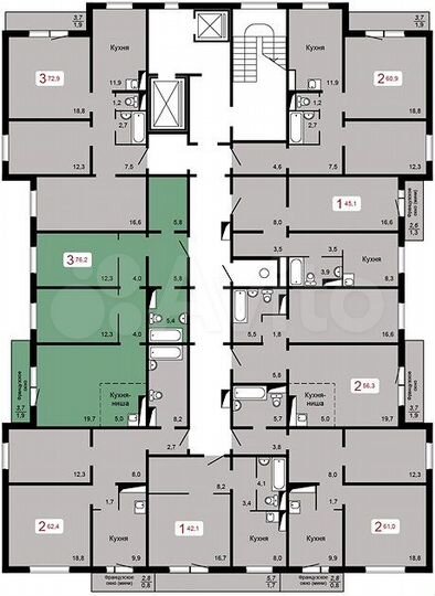 3-к. квартира, 76,2 м², 10/17 эт.