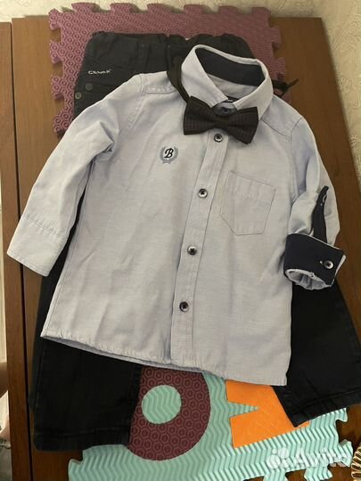 Комплект рубашка, брюки, бабочка для мальчика 74