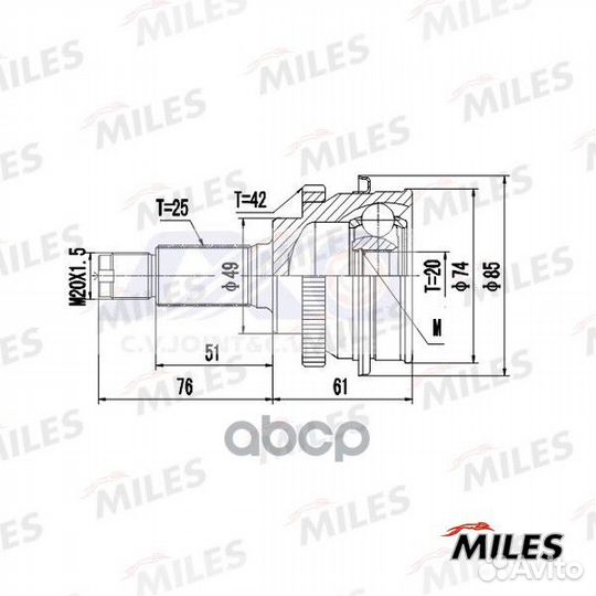 Шрус наружный suzuki baleno/cultus 1.6/1.8 с AB
