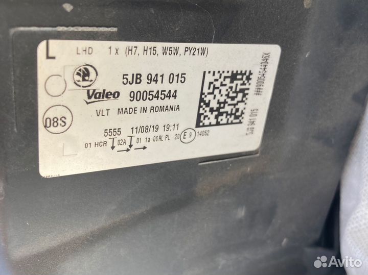 Фара левая skoda rapid 2019