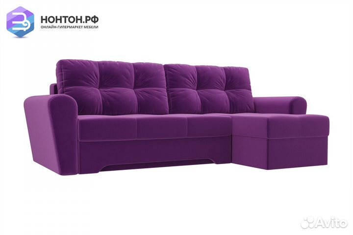 Диван угловой еврокнижка Амстердам микровельвет фи