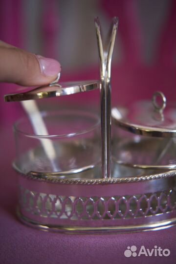 Винтажная Серебряная сахарница и солонка