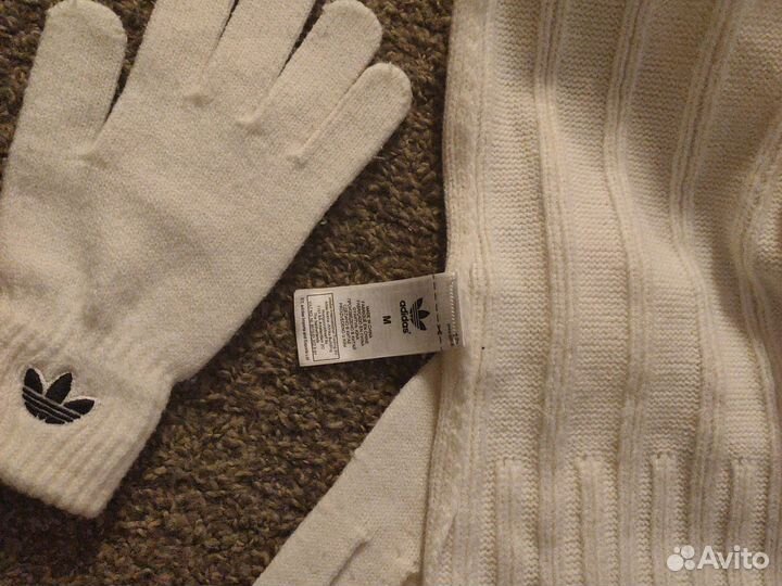 Комплект шарф и перчатки Адидас оригинал