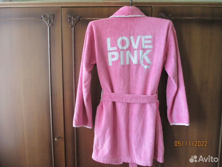 Укороченный халат махровый pink 100 cotton