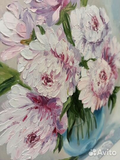 Картина маслом на холсте пионы