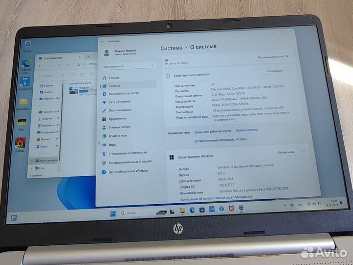 Ноутбук Hp Laptop 15s i3 11Gen 8/256Gb