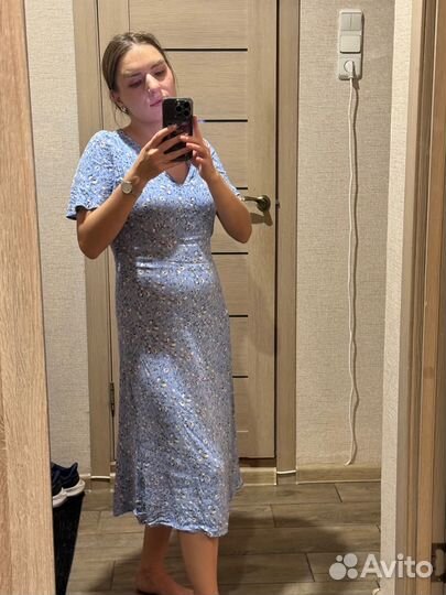 Платье летнее s голубое