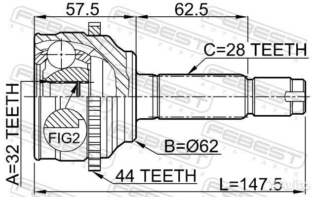 Шрус внешний перед прав/лев 0510044A44 Febest
