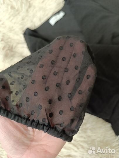 Платье с запахом Vila 42 eu 36 чёрное в горошек