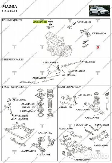 Подушка двигателя Tenacity Mazda CX7 EG213906Y