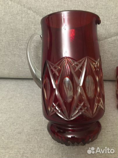 Графин и стакан, цветное стекло,алмаз.гр, СССР