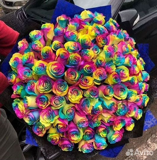 Радужные розы Цветы Доставка