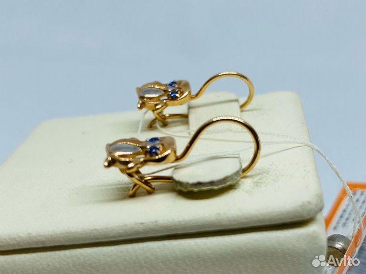 Золотые детские серьги С петелькой 585* (центр)