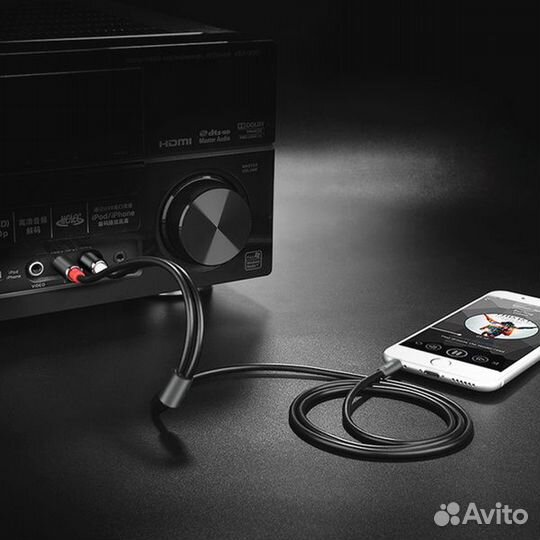 Шнур 3,5Дж-2RCA 1.5м (шт/шт) (Hoco UPA10) Cерый