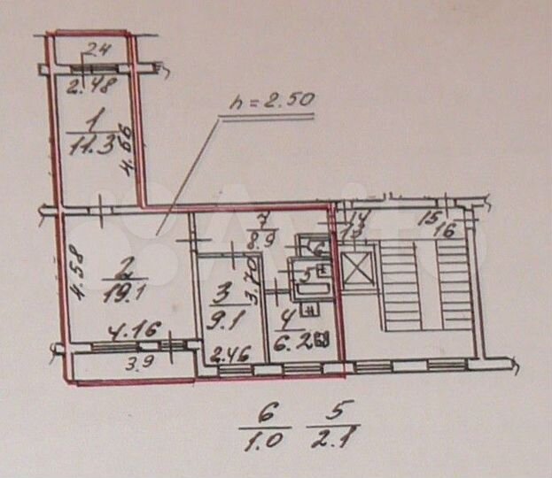3-к. квартира, 58 м², 1/9 эт.