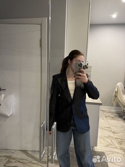 Пиджак эко кожа Mango