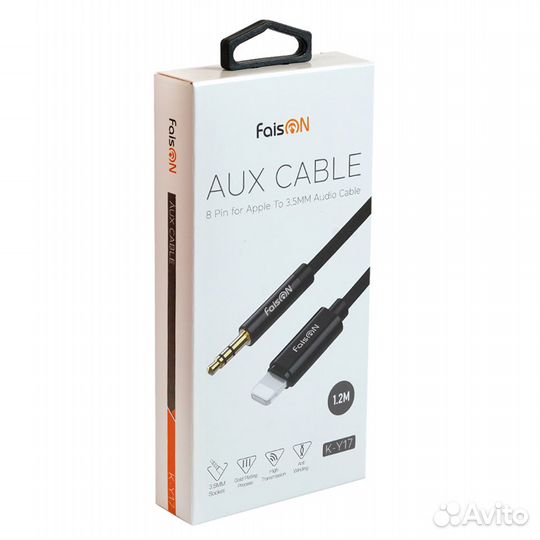 Кабель AUX, Jack 3,5mm(m) - 8 pin(m) FaisON K-Y17