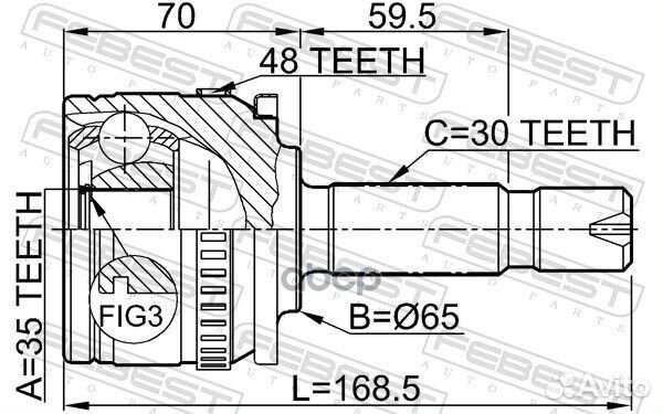 Шрус наружный 35x65x30 1410-ista48 Febest