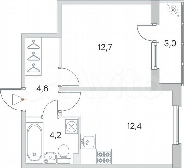 1-к. квартира, 35,2 м², 1/4 эт.