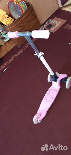 Самокат трёхколесный розовый рост до 110