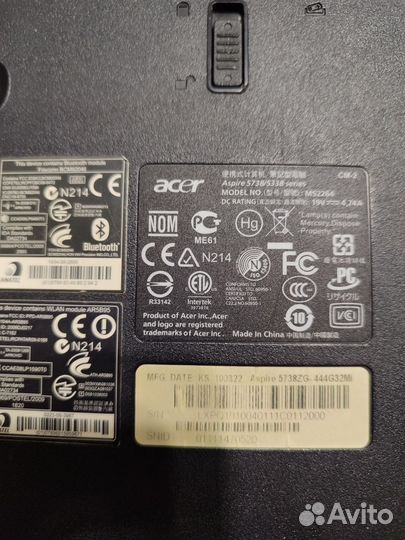 Acer aspire 5738zg-444G32mi