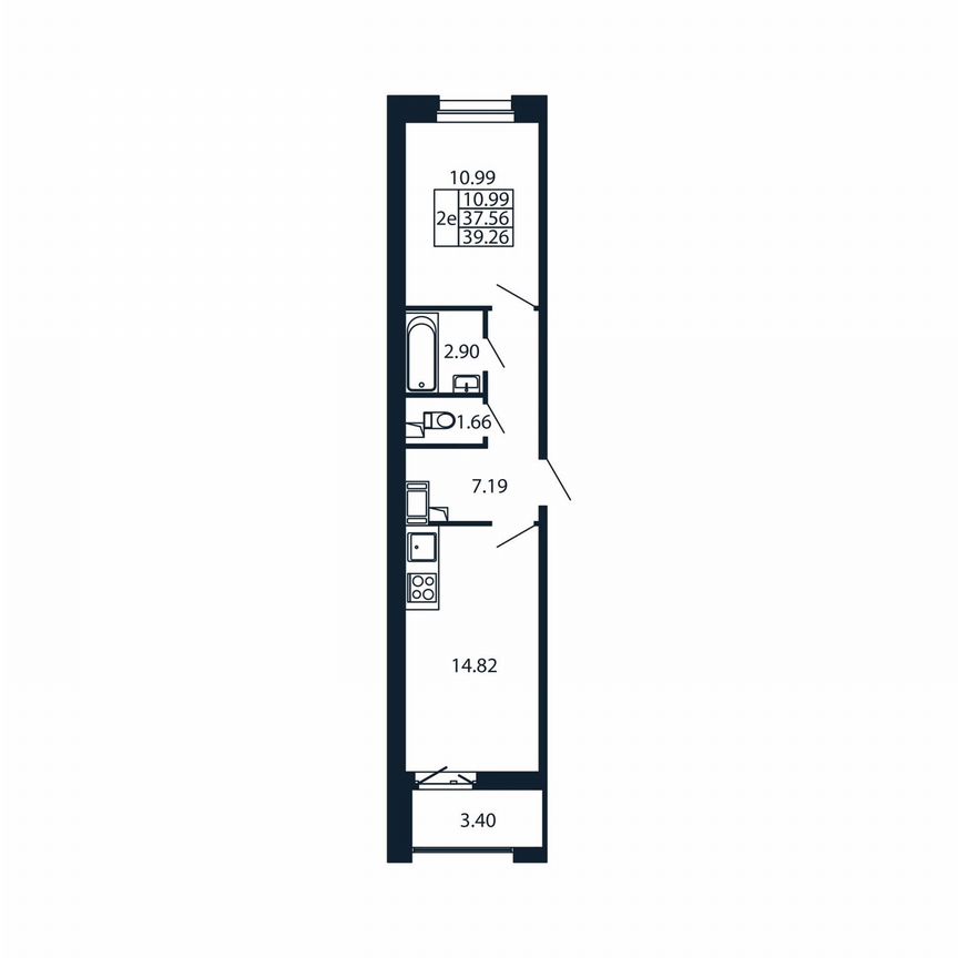 1-к. квартира, 41 м², 7/12 эт.