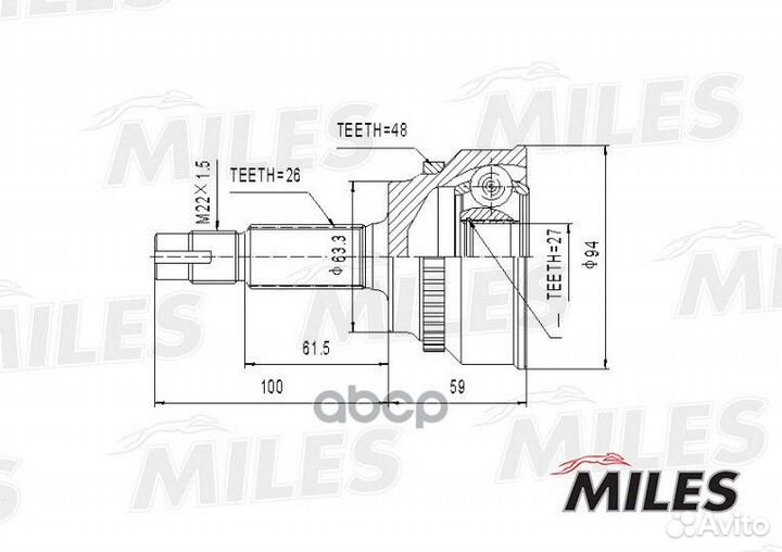 ШРУС наружный toyota previa 2.4 02- (с ABS) (GKN