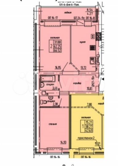 2-к. квартира, 66,5 м², 10/16 эт.