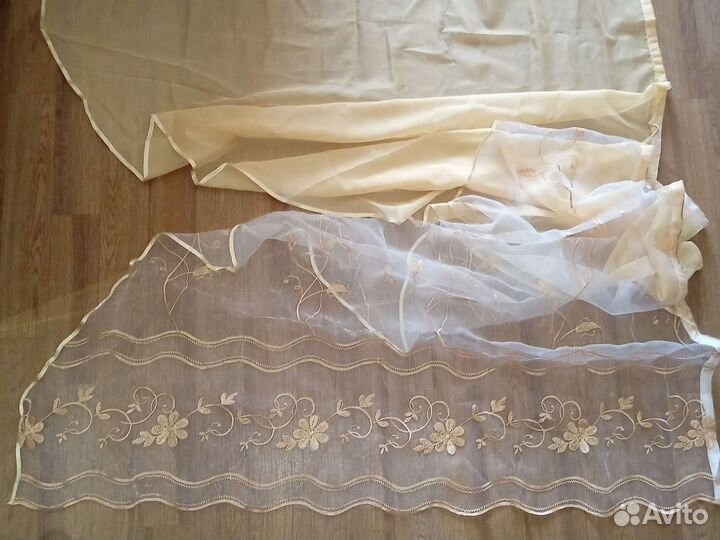 Шторы прямые, на кухню, тюль