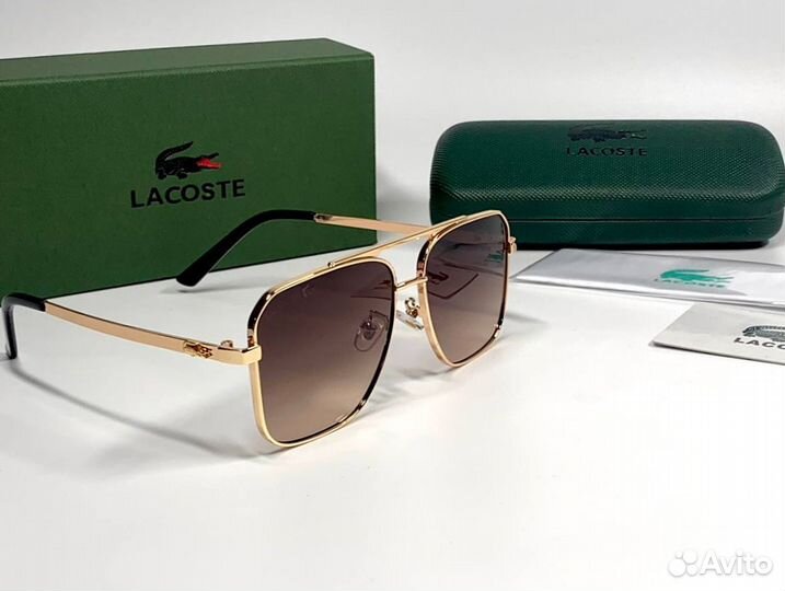 Очки Lacoste золотые с комплектом