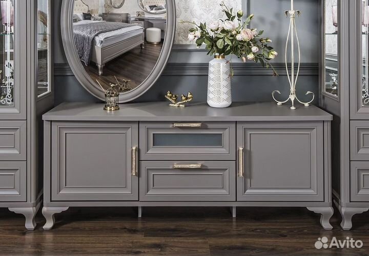 Тумба в гостиную Мокко серый камень