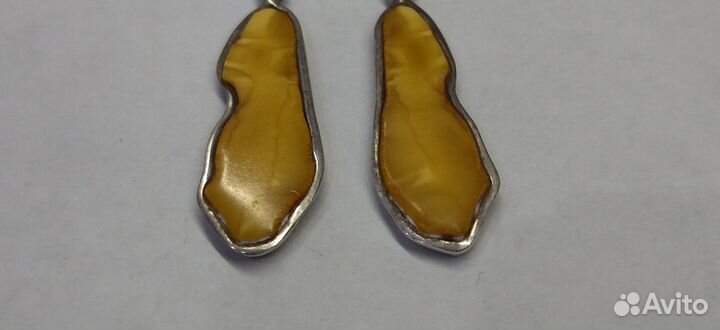 Серьги. серебро 925 проба янтарь желток