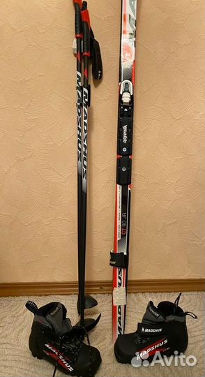 Комплект ботинки 32р, беговые лыжи и палки madshus