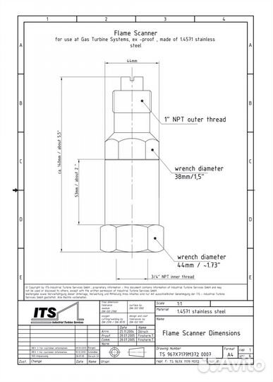 Flame Scanner ITS 967X7179M379 for Gas Turbines