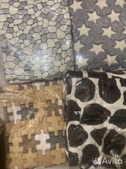 Пледы бамбуковые сердечки звездочки зебра собачьи