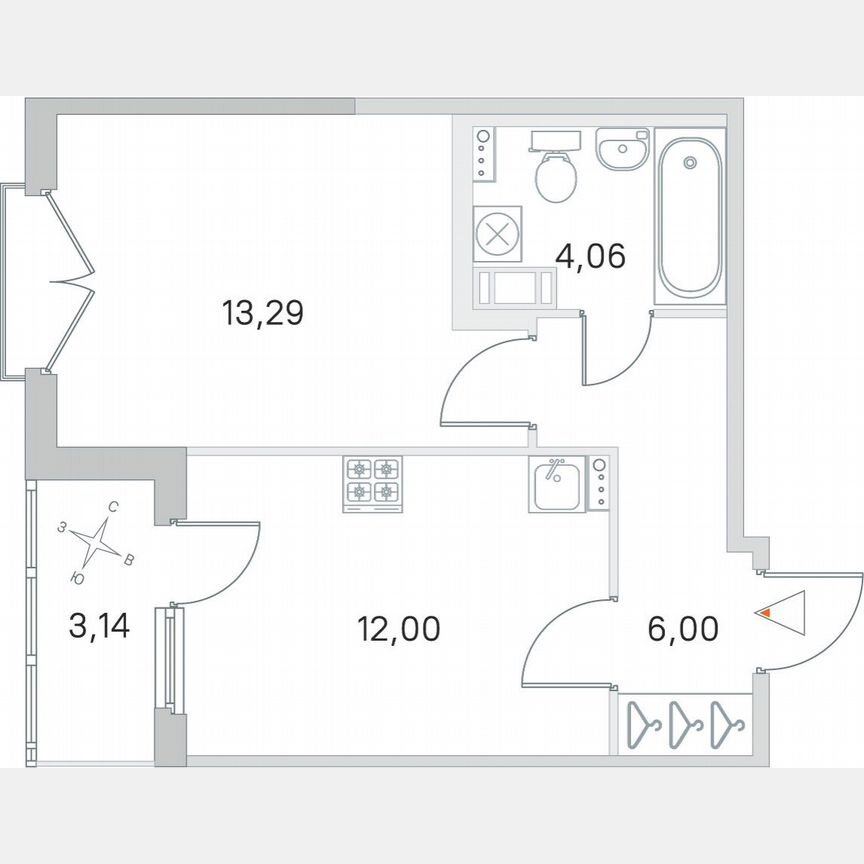 1-к. квартира, 36,9 м², 3/4 эт.