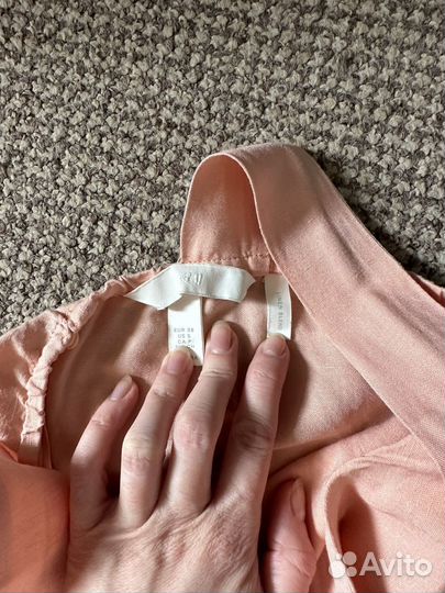 Персиковый льняной комбинезон нм