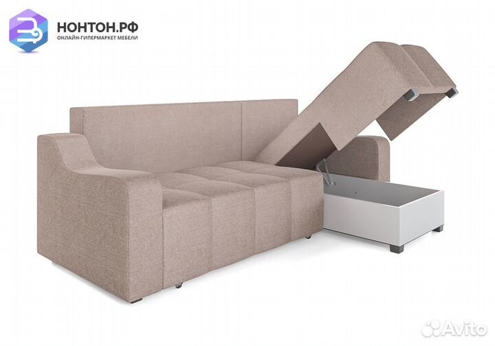 Угловой диван еврокнижка Берн рогожка бежевая