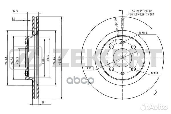 Диск торм. перед. LADA 110 111 112 96- Kalin