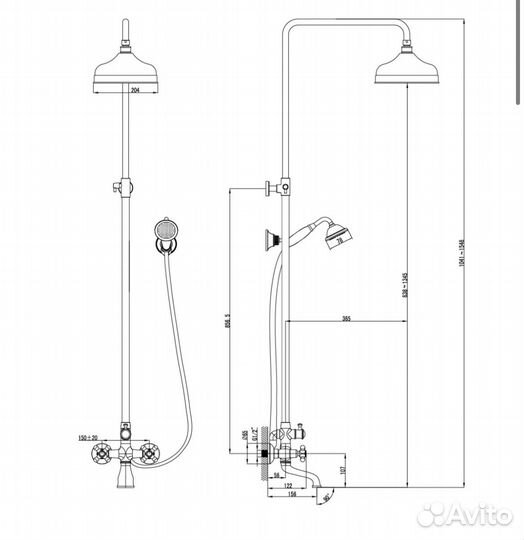 Смеситель Lemark Vintage LM2862B для ванны и душа