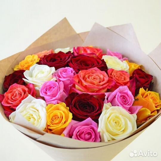 Розы 40 см микс Эквадор 9 шт