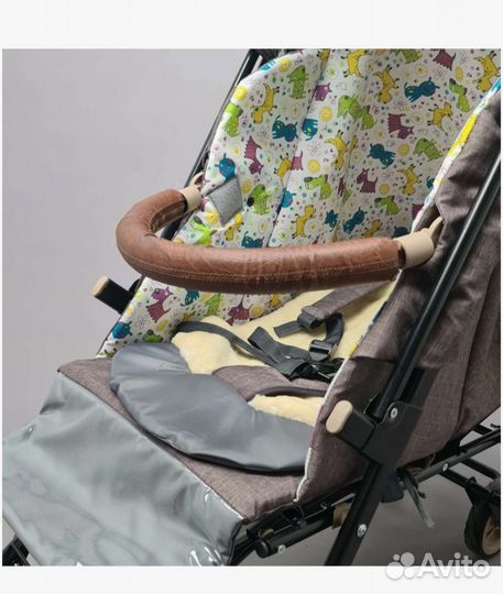 Санки-коляска Galaxy Glory Gloss, серо-коричневый